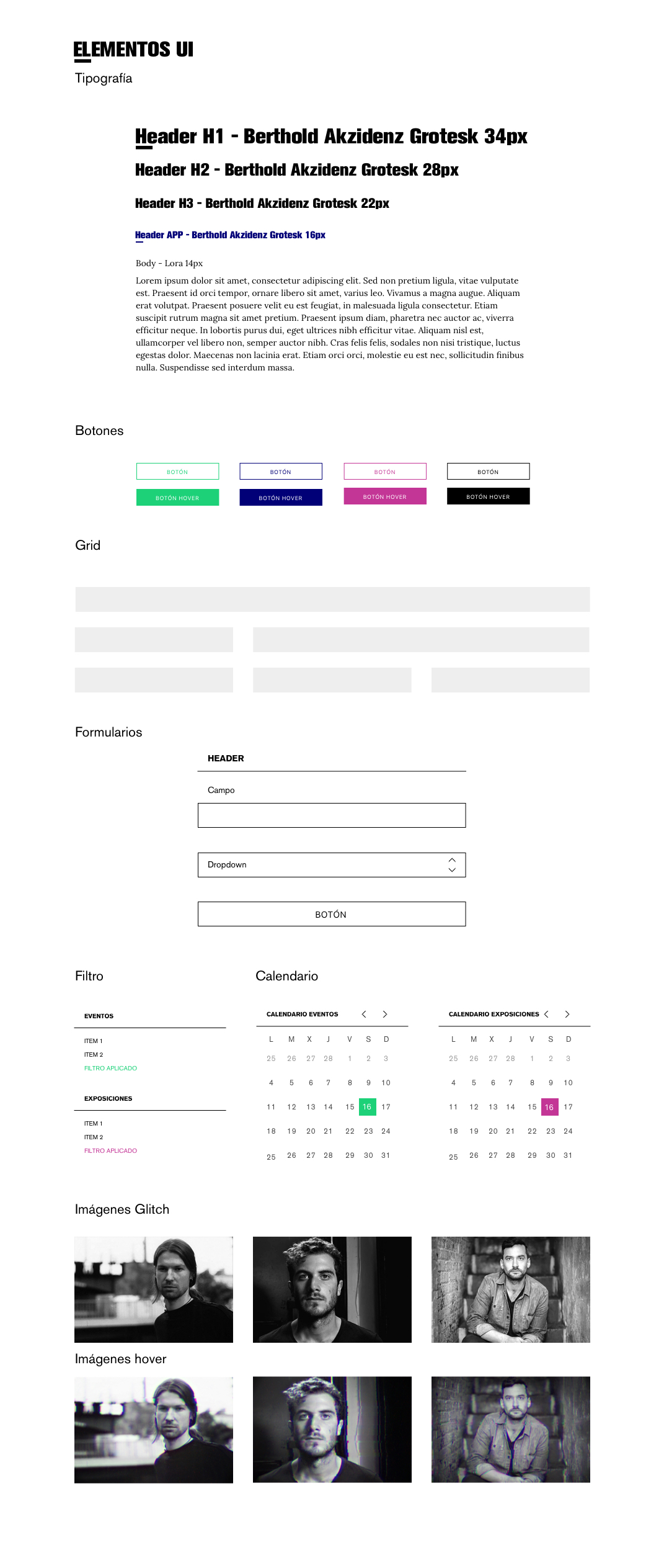 CADME elementos ui